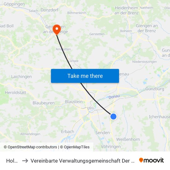 Holzheim to Vereinbarte Verwaltungsgemeinschaft Der Stadt Geislingen An Der Steige map