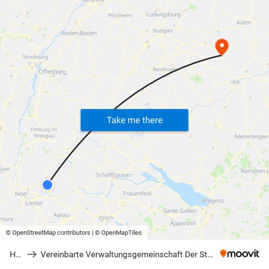 Hasel to Vereinbarte Verwaltungsgemeinschaft Der Stadt Geislingen An Der Steige map