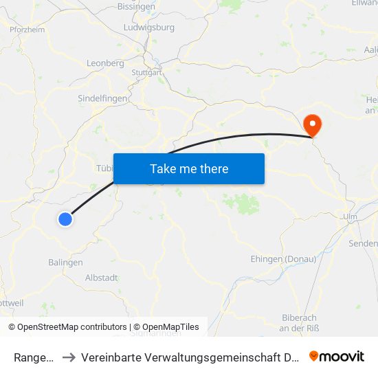 Rangendingen to Vereinbarte Verwaltungsgemeinschaft Der Stadt Geislingen An Der Steige map