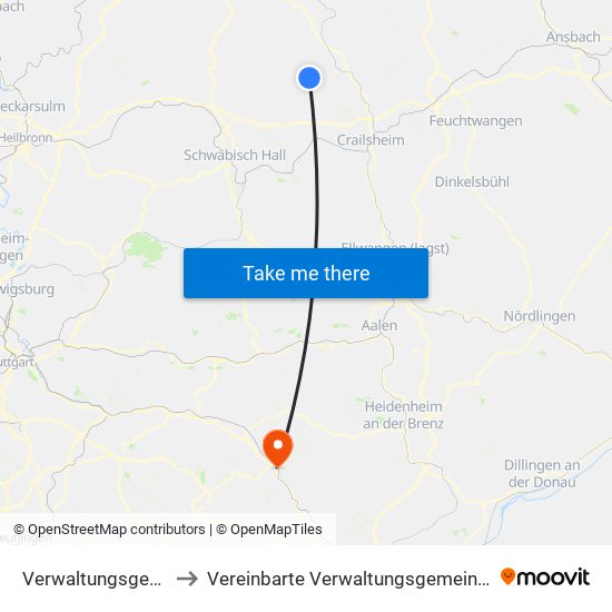 Verwaltungsgemeinschaft Gerabronn to Vereinbarte Verwaltungsgemeinschaft Der Stadt Geislingen An Der Steige map