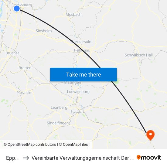 Eppelheim to Vereinbarte Verwaltungsgemeinschaft Der Stadt Geislingen An Der Steige map