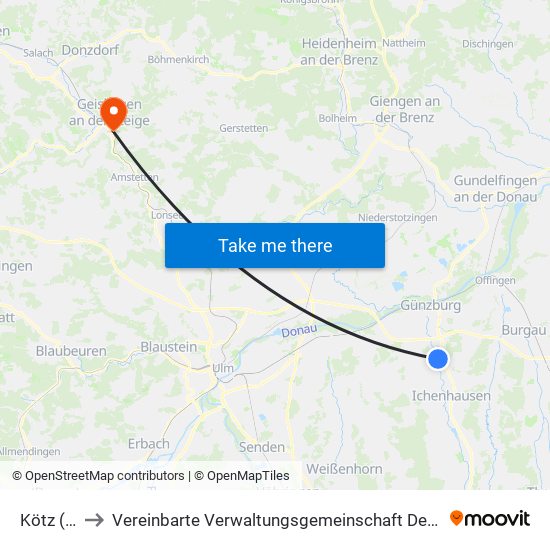 Kötz (Vgem) to Vereinbarte Verwaltungsgemeinschaft Der Stadt Geislingen An Der Steige map