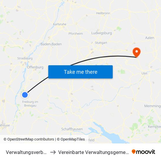 Verwaltungsverband Nördlicher Kaiserstuhl to Vereinbarte Verwaltungsgemeinschaft Der Stadt Geislingen An Der Steige map