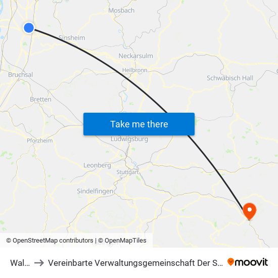 Walldorf to Vereinbarte Verwaltungsgemeinschaft Der Stadt Geislingen An Der Steige map