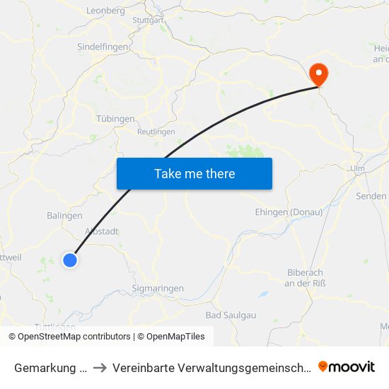 Gemarkung Oberdigisheim to Vereinbarte Verwaltungsgemeinschaft Der Stadt Geislingen An Der Steige map