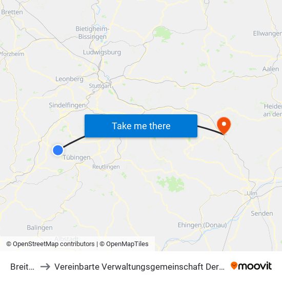 Breitenholz to Vereinbarte Verwaltungsgemeinschaft Der Stadt Geislingen An Der Steige map