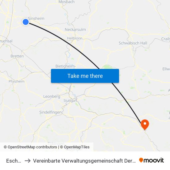 Eschelbach to Vereinbarte Verwaltungsgemeinschaft Der Stadt Geislingen An Der Steige map