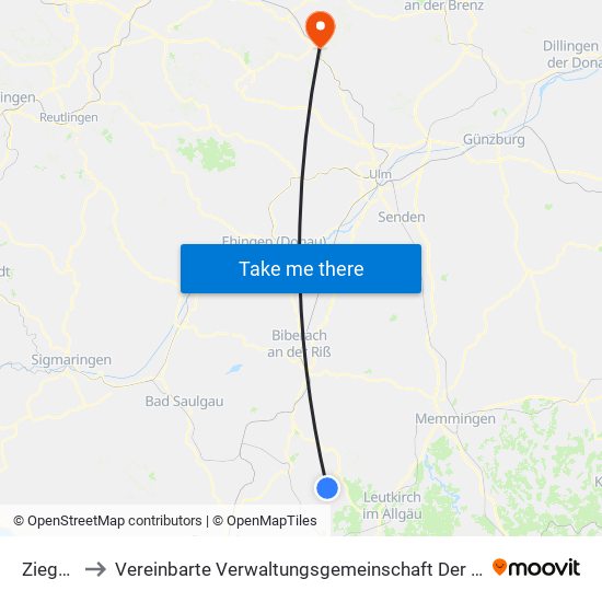Ziegelbach to Vereinbarte Verwaltungsgemeinschaft Der Stadt Geislingen An Der Steige map