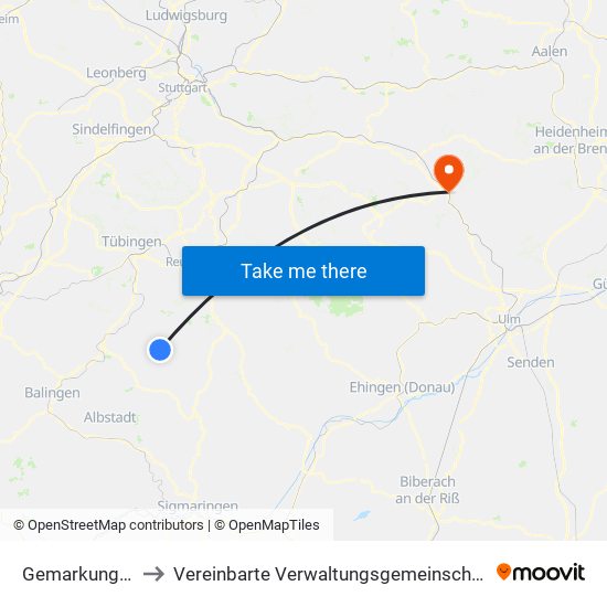 Gemarkung Salmendingen to Vereinbarte Verwaltungsgemeinschaft Der Stadt Geislingen An Der Steige map