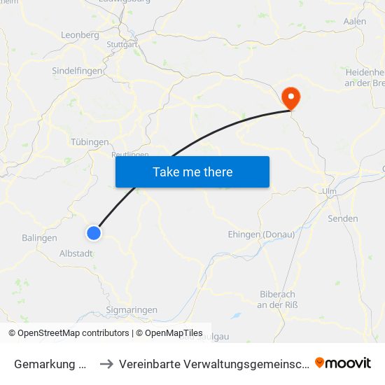 Gemarkung Hausen Im Killertal to Vereinbarte Verwaltungsgemeinschaft Der Stadt Geislingen An Der Steige map