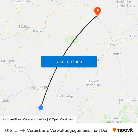 Otterswang to Vereinbarte Verwaltungsgemeinschaft Der Stadt Geislingen An Der Steige map