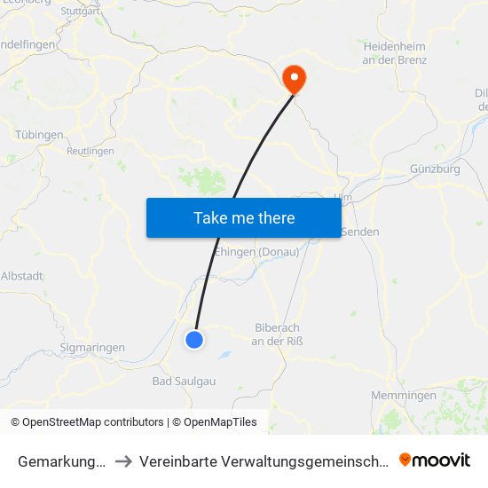 Gemarkung Dürmentingen to Vereinbarte Verwaltungsgemeinschaft Der Stadt Geislingen An Der Steige map