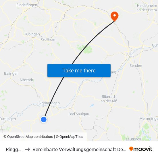 Ringgenbach to Vereinbarte Verwaltungsgemeinschaft Der Stadt Geislingen An Der Steige map