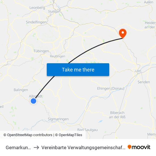 Gemarkung Lautlingen to Vereinbarte Verwaltungsgemeinschaft Der Stadt Geislingen An Der Steige map