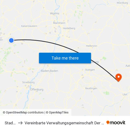 Stadtmitte to Vereinbarte Verwaltungsgemeinschaft Der Stadt Geislingen An Der Steige map