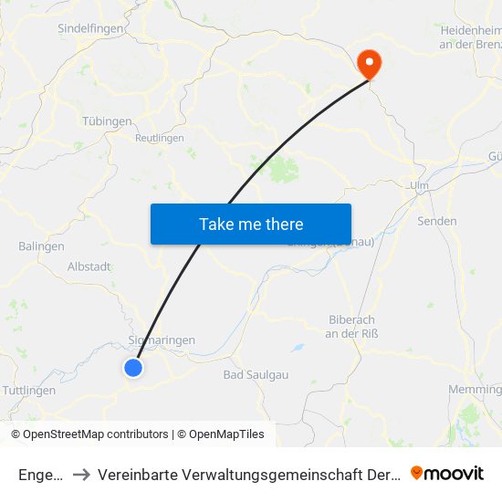 Engelswies to Vereinbarte Verwaltungsgemeinschaft Der Stadt Geislingen An Der Steige map