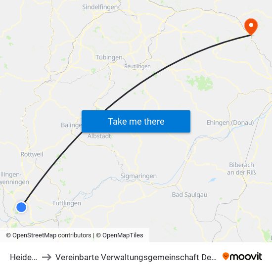 Heidenhofen to Vereinbarte Verwaltungsgemeinschaft Der Stadt Geislingen An Der Steige map