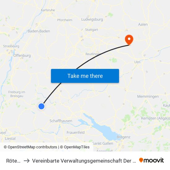 Rötenbach to Vereinbarte Verwaltungsgemeinschaft Der Stadt Geislingen An Der Steige map