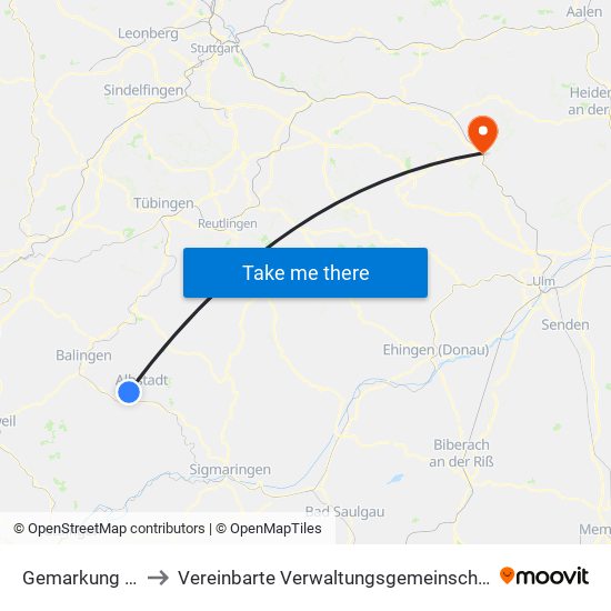 Gemarkung Margrethausen to Vereinbarte Verwaltungsgemeinschaft Der Stadt Geislingen An Der Steige map