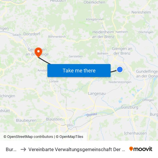 Burgberg to Vereinbarte Verwaltungsgemeinschaft Der Stadt Geislingen An Der Steige map