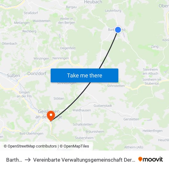 Bartholomä to Vereinbarte Verwaltungsgemeinschaft Der Stadt Geislingen An Der Steige map