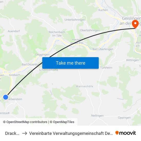 Drackenstein to Vereinbarte Verwaltungsgemeinschaft Der Stadt Geislingen An Der Steige map