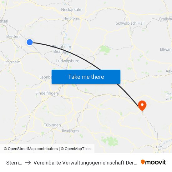 Sternenfels to Vereinbarte Verwaltungsgemeinschaft Der Stadt Geislingen An Der Steige map