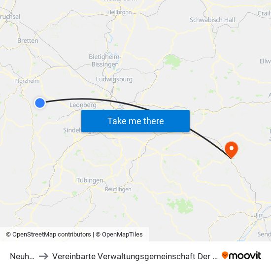 Neuhausen to Vereinbarte Verwaltungsgemeinschaft Der Stadt Geislingen An Der Steige map