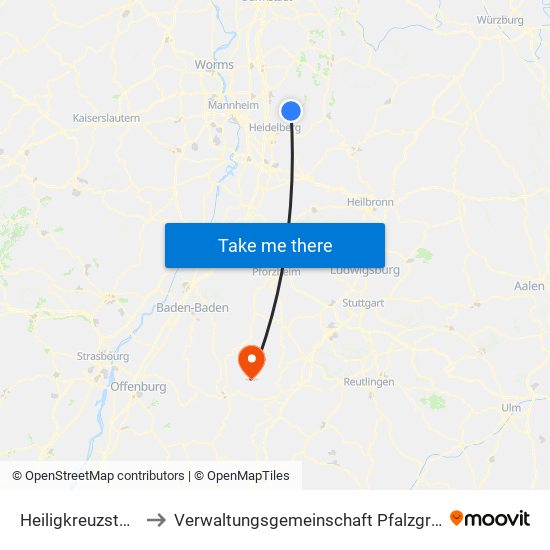 Heiligkreuzsteinach to Verwaltungsgemeinschaft Pfalzgrafenweiler map
