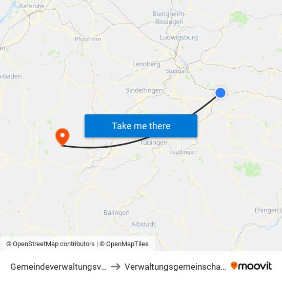 Gemeindeverwaltungsverband Plochingen to Verwaltungsgemeinschaft Pfalzgrafenweiler map