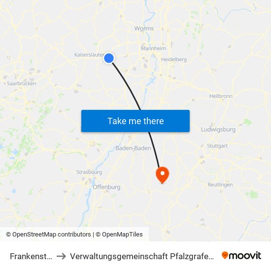 Frankenstein to Verwaltungsgemeinschaft Pfalzgrafenweiler map