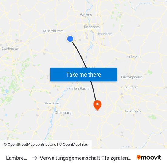 Lambrecht to Verwaltungsgemeinschaft Pfalzgrafenweiler map