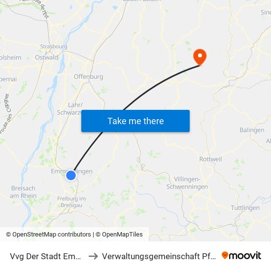 Vvg Der Stadt Emmendingen to Verwaltungsgemeinschaft Pfalzgrafenweiler map