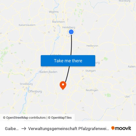 Gaiberg to Verwaltungsgemeinschaft Pfalzgrafenweiler map