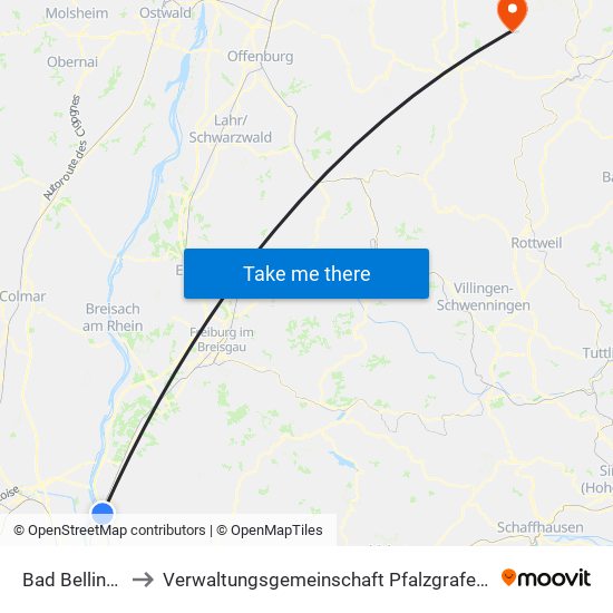 Bad Bellingen to Verwaltungsgemeinschaft Pfalzgrafenweiler map