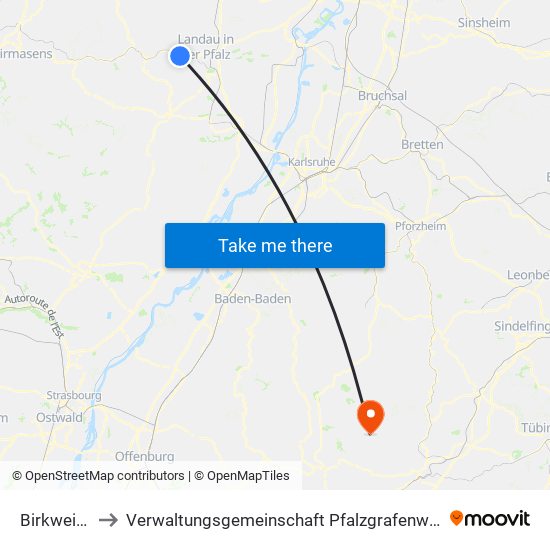 Birkweiler to Verwaltungsgemeinschaft Pfalzgrafenweiler map