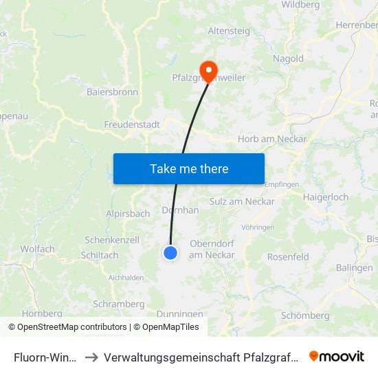 Fluorn-Winzeln to Verwaltungsgemeinschaft Pfalzgrafenweiler map