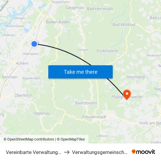 Vereinbarte Verwaltungsgemeinschaft Bühl to Verwaltungsgemeinschaft Pfalzgrafenweiler map
