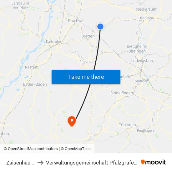 Zaisenhausen to Verwaltungsgemeinschaft Pfalzgrafenweiler map