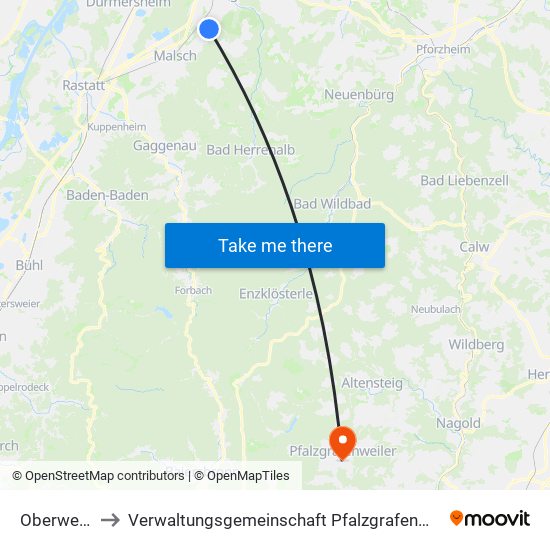 Oberweier to Verwaltungsgemeinschaft Pfalzgrafenweiler map