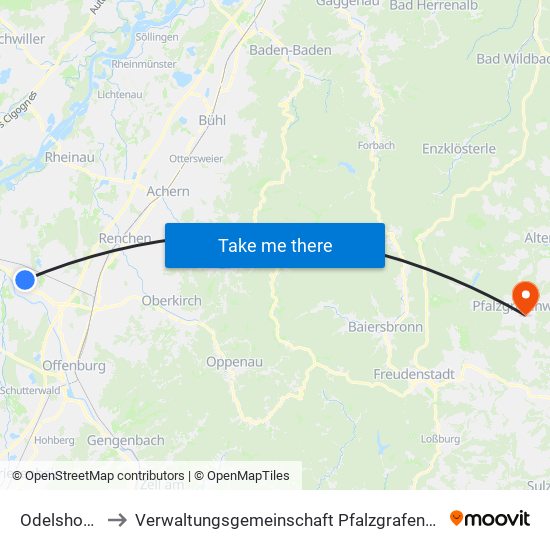 Odelshofen to Verwaltungsgemeinschaft Pfalzgrafenweiler map