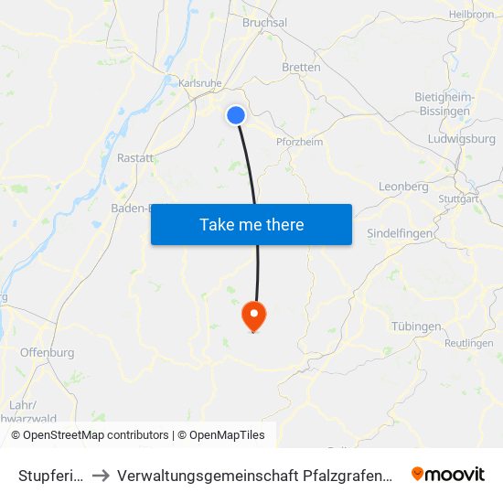 Stupferich to Verwaltungsgemeinschaft Pfalzgrafenweiler map