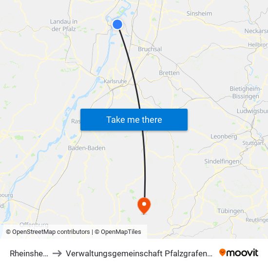 Rheinsheim to Verwaltungsgemeinschaft Pfalzgrafenweiler map