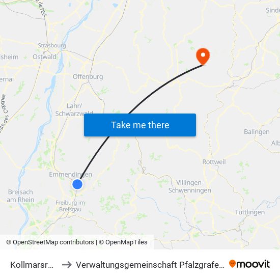 Kollmarsreute to Verwaltungsgemeinschaft Pfalzgrafenweiler map