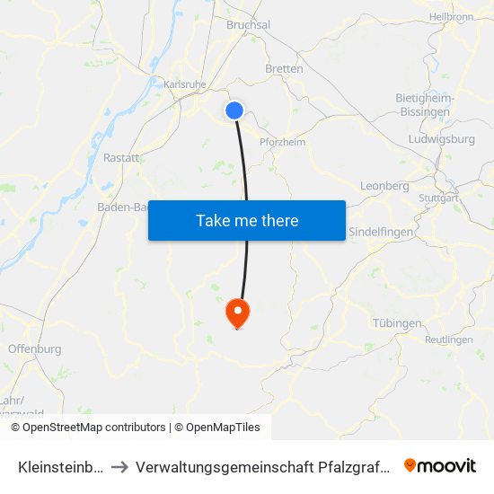 Kleinsteinbach to Verwaltungsgemeinschaft Pfalzgrafenweiler map