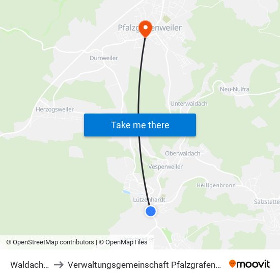 Waldachtal to Verwaltungsgemeinschaft Pfalzgrafenweiler map