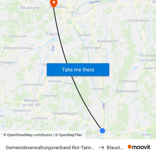 Gemeindeverwaltungsverband Rot-Tannheim to Blaustein map