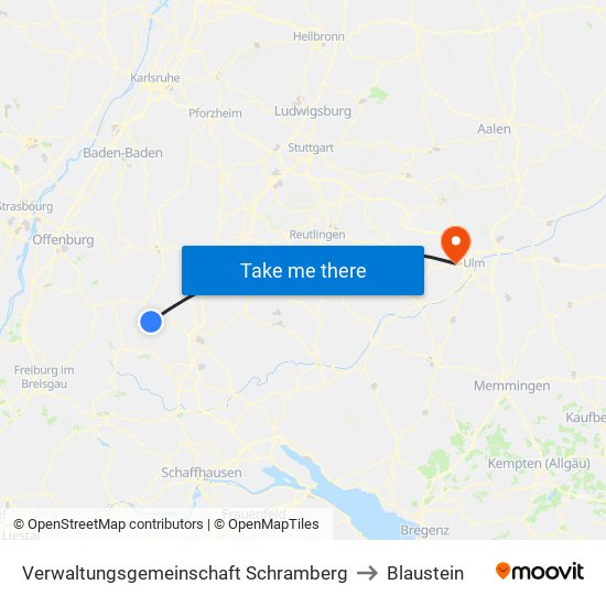 Verwaltungsgemeinschaft Schramberg to Blaustein map