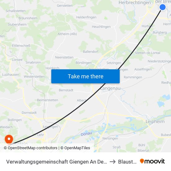 Verwaltungsgemeinschaft Giengen An Der Brenz to Blaustein map