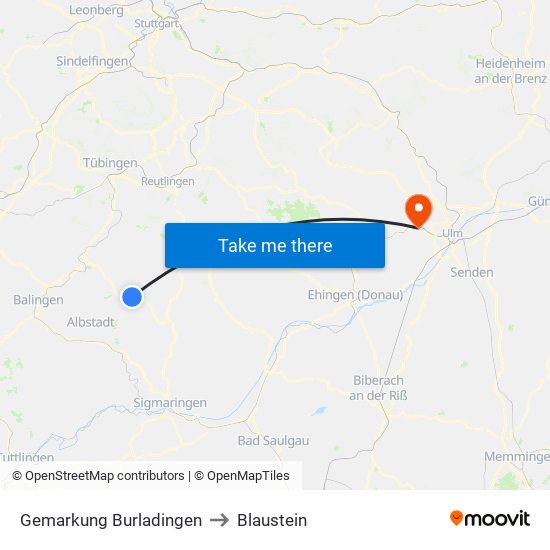 Gemarkung Burladingen to Blaustein map